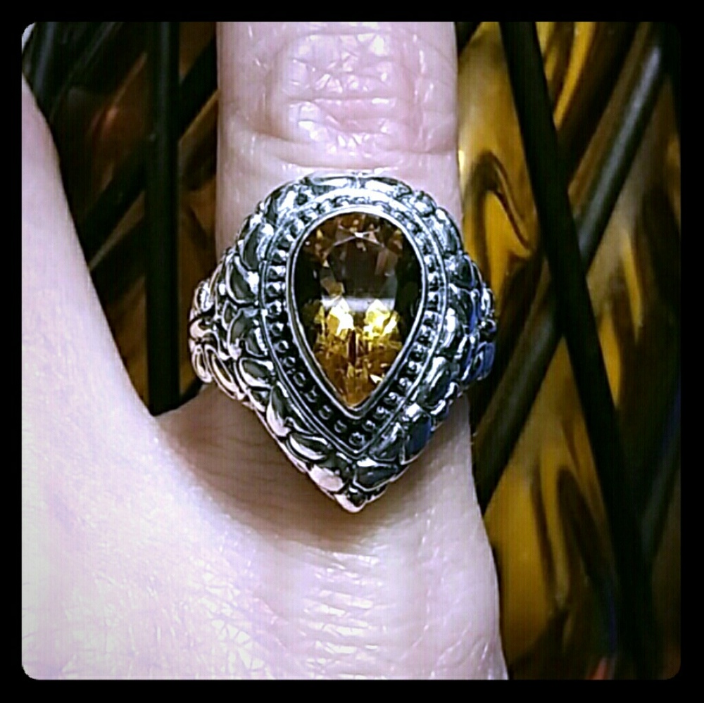 💃CITRINE STERLING & GOLD RING - Picture 8 of 8